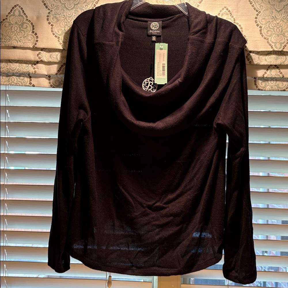 Bobeau Charcoal Cowl Neck Top